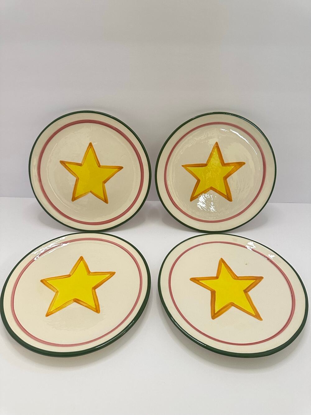 Vicki Carroll Tis the Season Star Salad Plates Set of 4 Signed 1993 Vintage